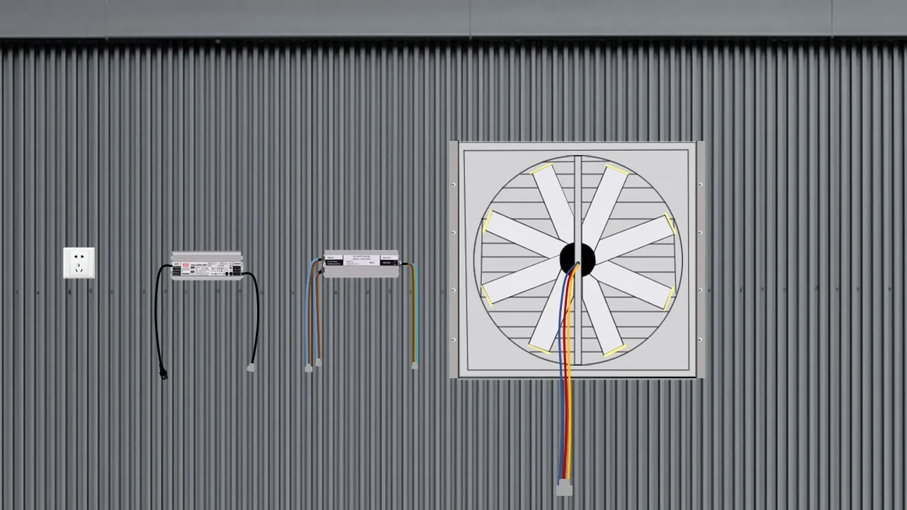 Cooling Axial Flow Fan, 1110W, Solar, Wall, HVAC - detail 36