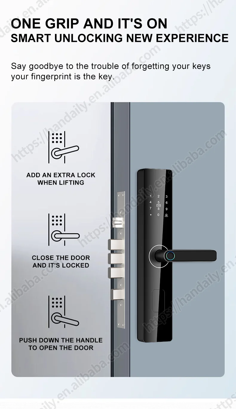 factory price handle tuya wifi fingerprint digital password rfid lock app smart door lock for wooden door apartment home room z4-2