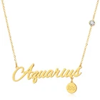Gold Plated Stock 18k Gold Plated Letter Necklace Stainless Steel Zodiac Necklace