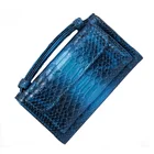 Snake Leather Clutch Bag Women Chain Purse Shoulder Bag Ladies Fashion Blue Clutch Wallet