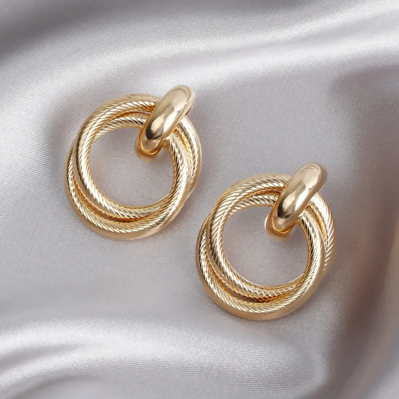 New Trendy Waterproof 18K Gold Plated Stainless Steel Jewelry Gift Vintage Elegant Medieval Earrings
