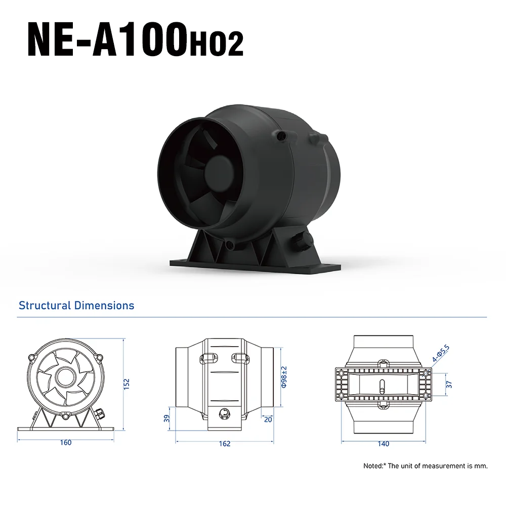 Inline Duct Fan, Waterproof, IP68, Plastic, HVAC - detail 6
