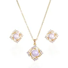Jewelry Design Bridal Wedding Earring Necklace Set Zircon Pearl Pendant Jewelry Set For Women