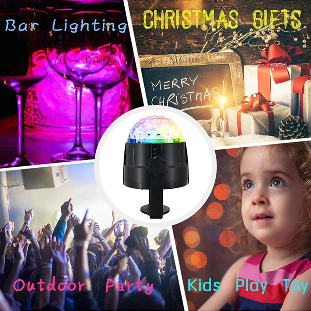 15 Color Small Magic Ball Stage Light LED Remote Control Mini RGB Party Boundi Flash Seven Color Rotating Projection Light