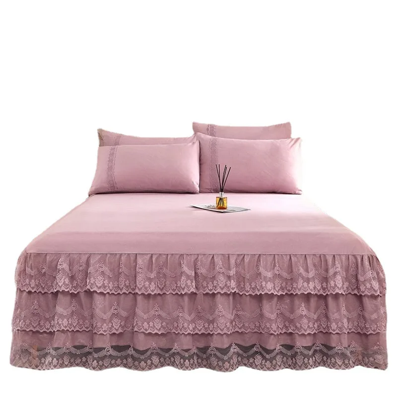 Lace Bed Skirt  Bedspread Bedding Sheets Princess Single Double King Size Sheet 