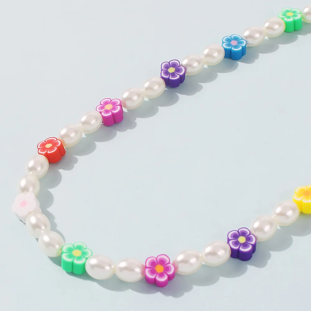 Beauty Pearl Chain Rainbow Flower Necklace Beach Necklace For Holiday