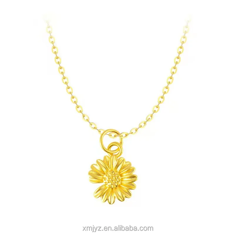 Gold Sunflower Necklace Pendant Female 
