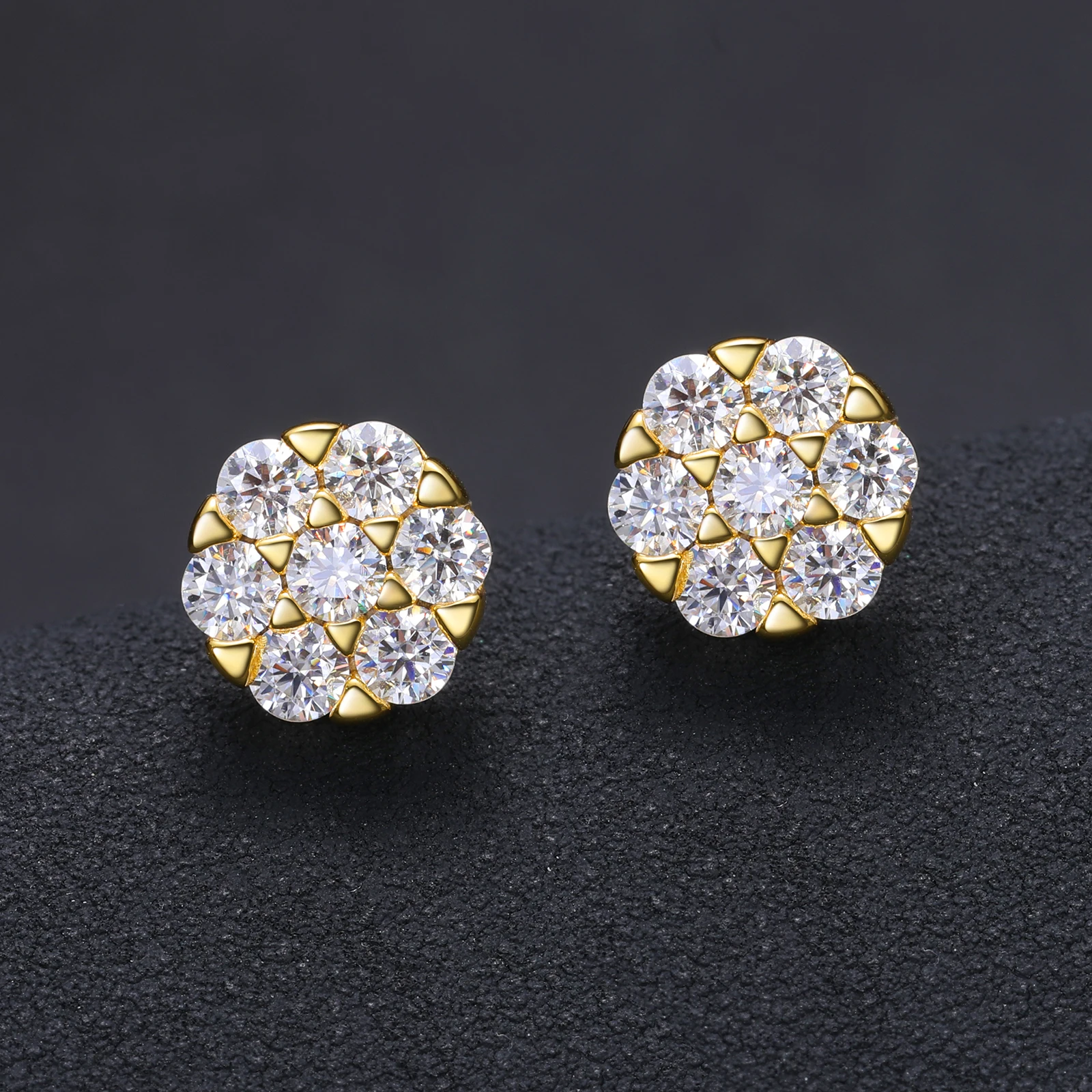 Luxury Plum Flower Moissanite Stud 925 Sterling Silver Fine Jewelry Earrings Valentines Day Gift Earrings Women