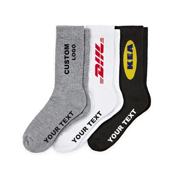 high quality low MOQ 100% cotton fashion crew socks logo custom logo socks Custom socks