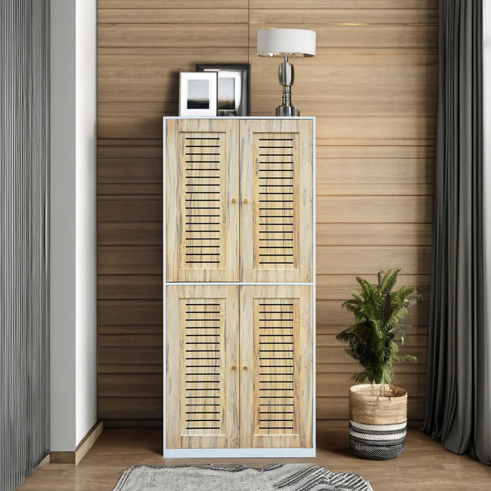 Modern Steel Armoire with Printed Mirror Design Sliding Door Metal Cabinet for Closet Storage Bedroom Furniture Living Room Gym