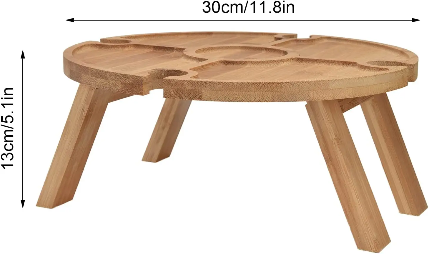product folding mini tray bamboo portable wine picnic table with glass holders for beach camping-1