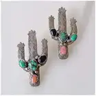 Earrings Bohemia Handmade Nature Cactus Turquoise Earrings