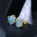 Stud Earring 925 Sterling Silver Gold Plated Claw Inlay Sapphire Stone Gemstone Stud Earring