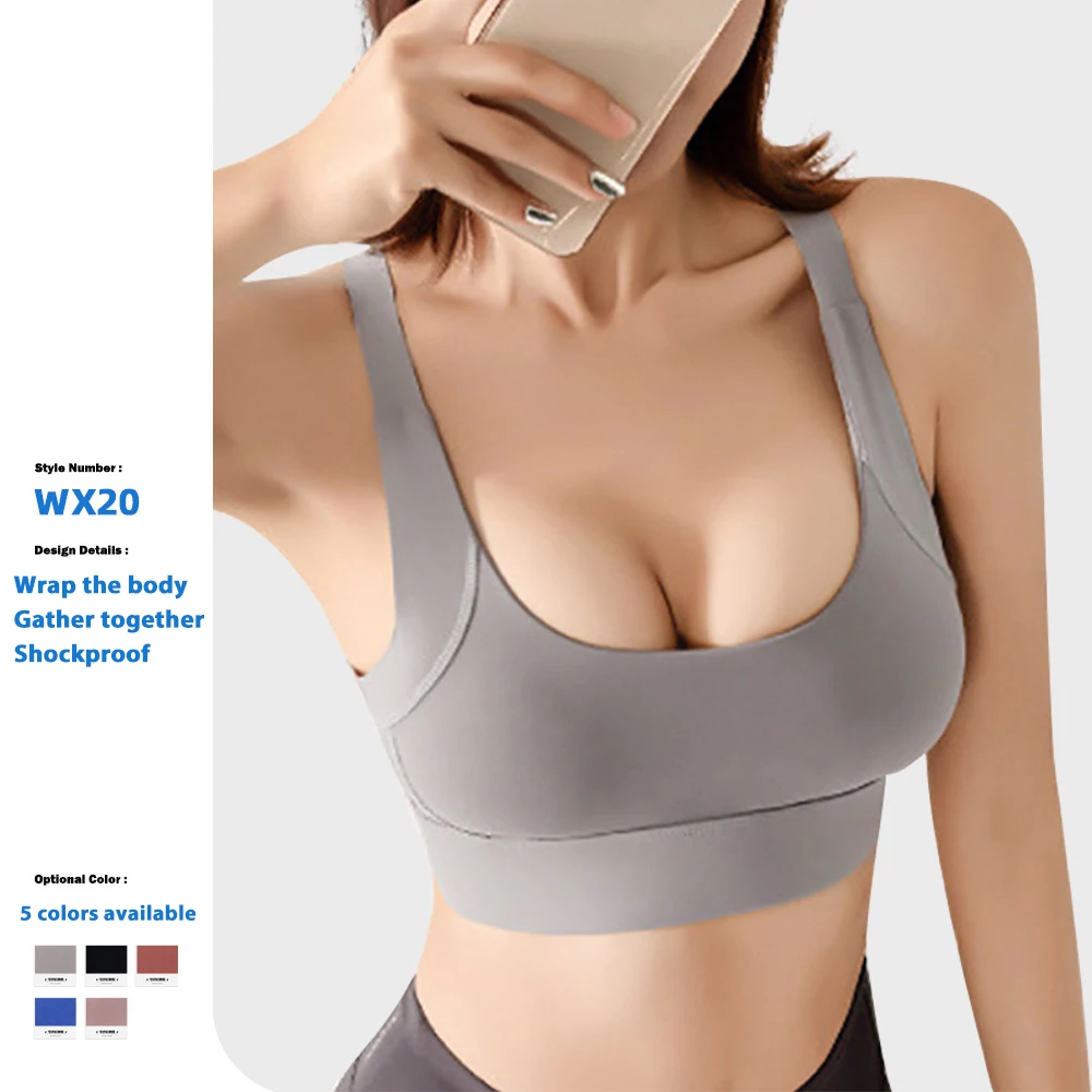 Women Yoga Sports Bra with Fixed Pad Underwear Shockproof Running Gathered  Shaped Bras Fitness Top Vest