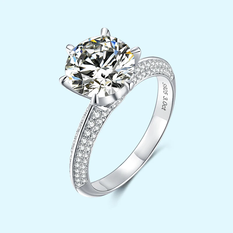 Wholesale jewelry 3.0 ct Moissanite Woman Quality Wedding gift engagement ring sterling silver