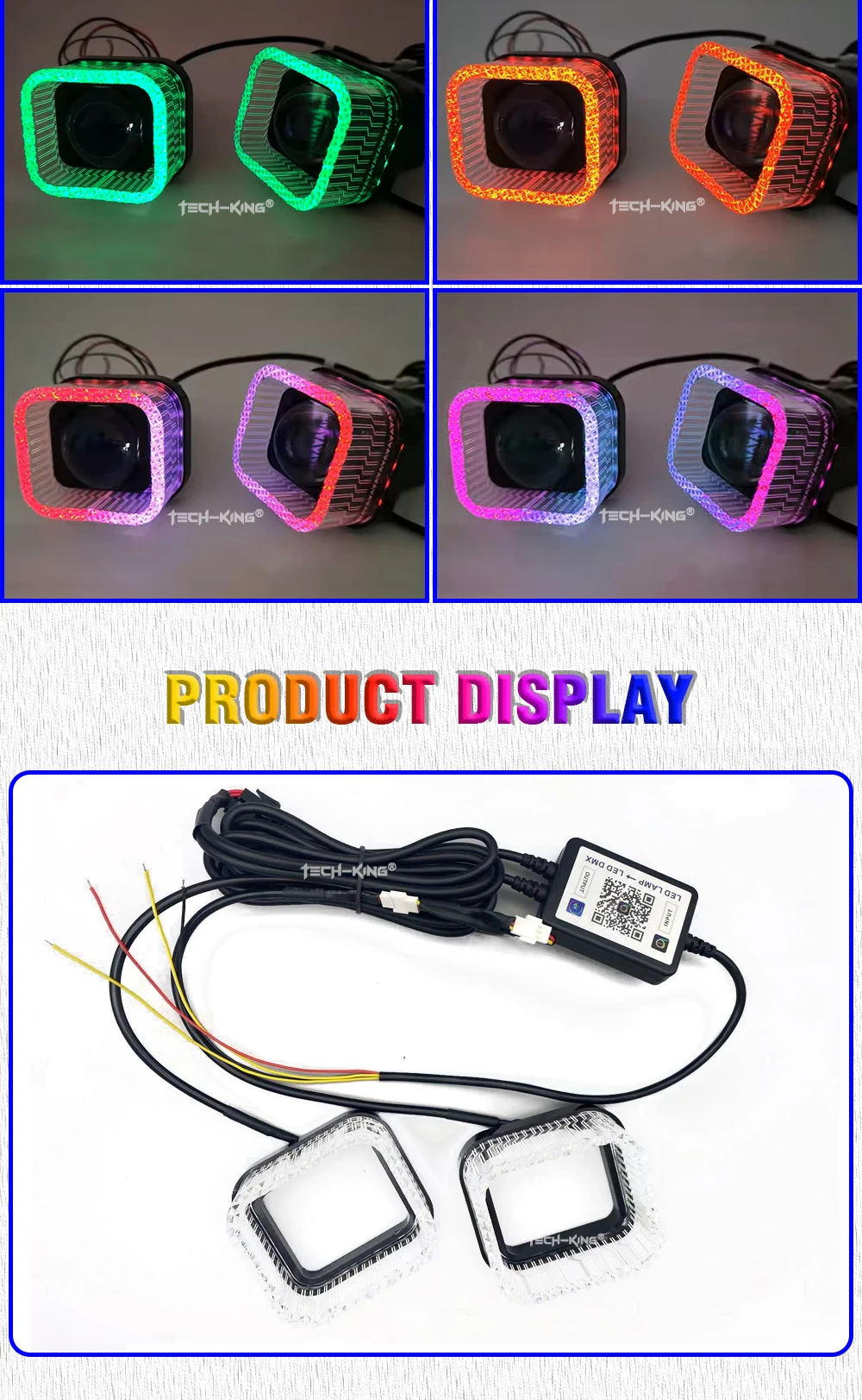 New Lens 5D Diamond 1.5 "lens light guide rgbw angel eye Led projector lenses retrofitted to other car light accessories