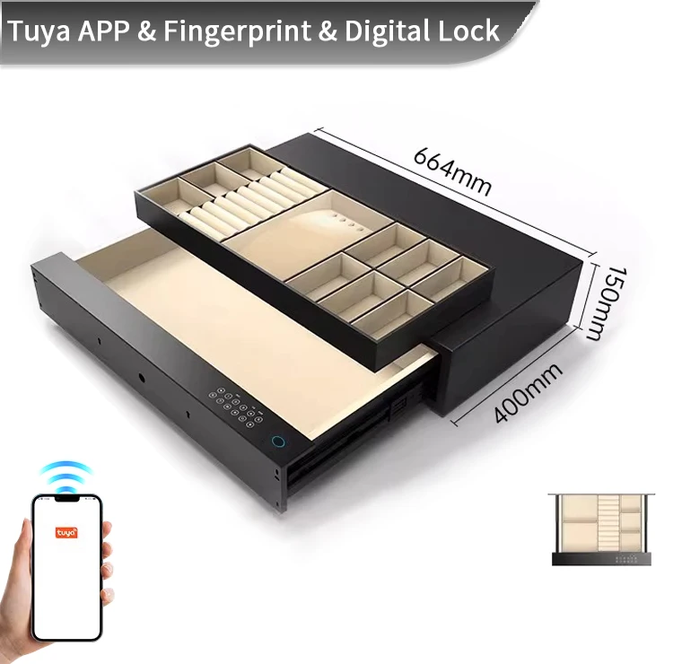 product ceqsafe smart fingerprint lock hidden drawer safe box cash jewelry safety drawer hotel safe for wardrobe-7