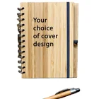 Bamboo Notebook Personalized Engraved Bamboo Cover Spiral Notebook With Wooden Pen