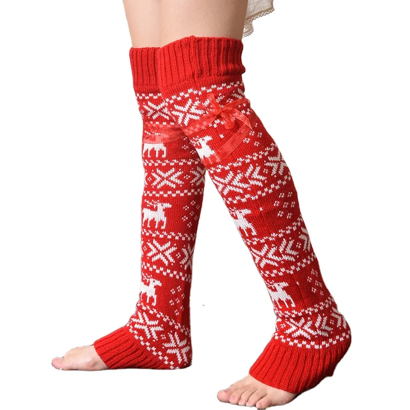 christmas ribbon elk socks warm mature stockings sexy fall