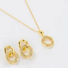 Wholesale Fine Jewelry 18k Gold Plated Diamond Infinity Necklace Earrings Set Bridal Jewelry Sets