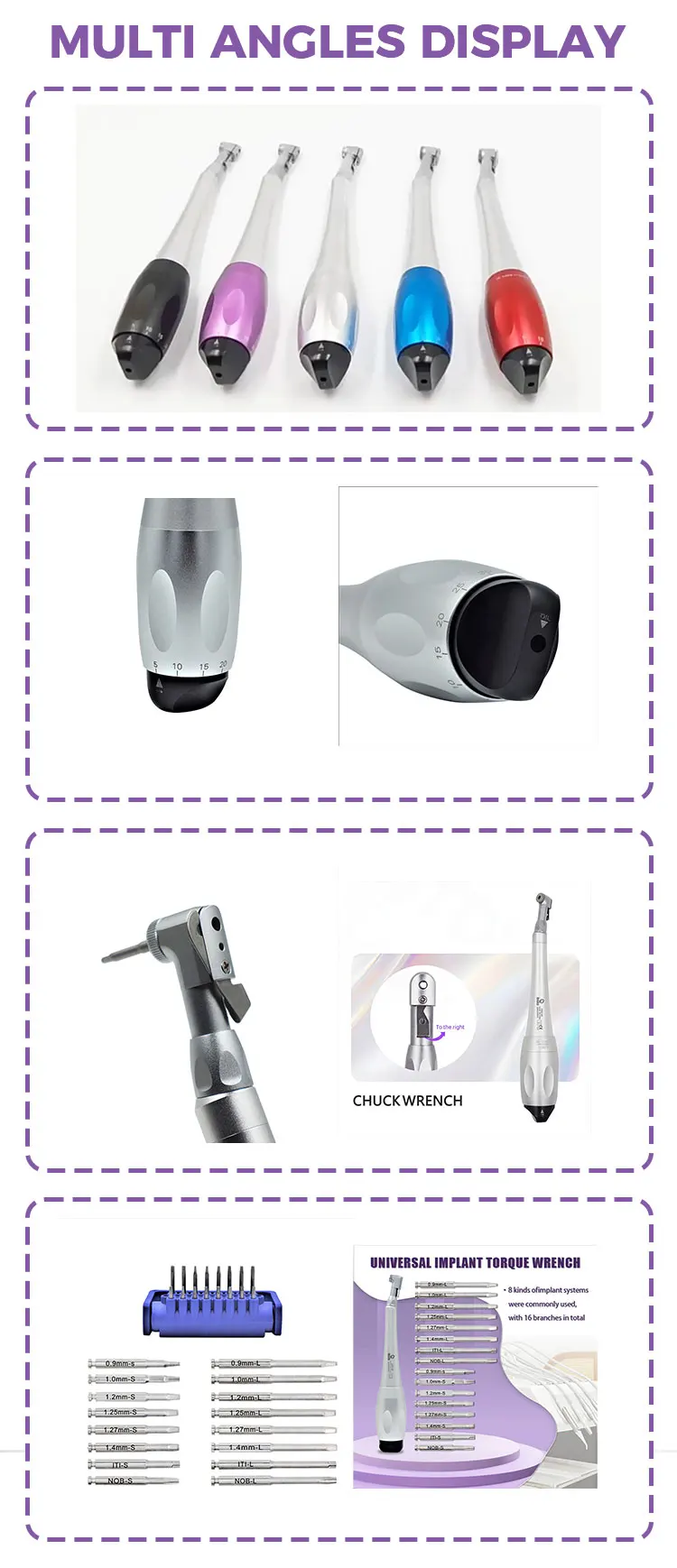 Hot Sale Dental Universal Implant Torque Wrench Kit With 16pcs Screwdrivers Dentistry Ratchet Dentist Equipment factory