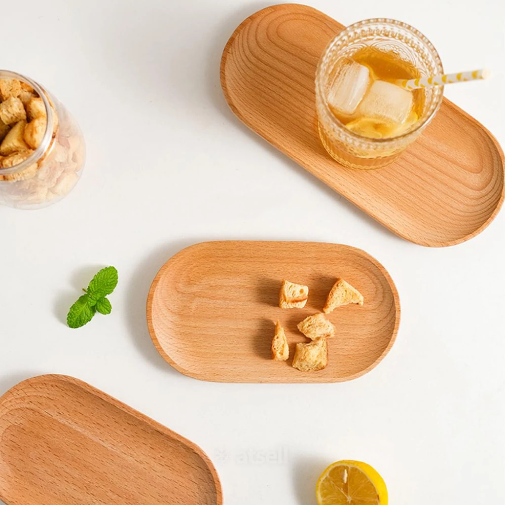 Hotel Home Table Snack Serving Plates Fruit Dishes Mini Wooden Dessert Tray Beech Food Serving Tray