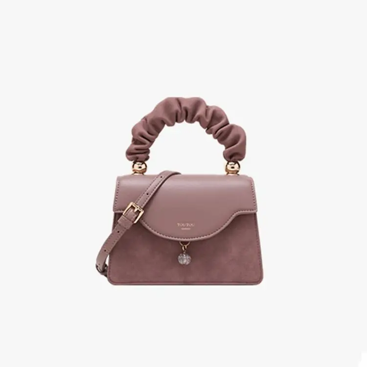 Toutou Fall New Bag Female Niche Design Colorful Glaze Transit Beads Pleated Handbag Small