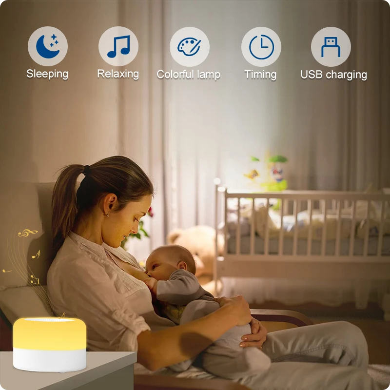 White Noise Sound Machine Baby with Night Light Rechargeable Portable Lullaby Machine Baby Soother for Kids Adults Sleep manufacture