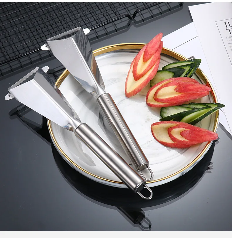 Stainless Steel Triangle Fruit Carving Knife Fruit Platter Artifact