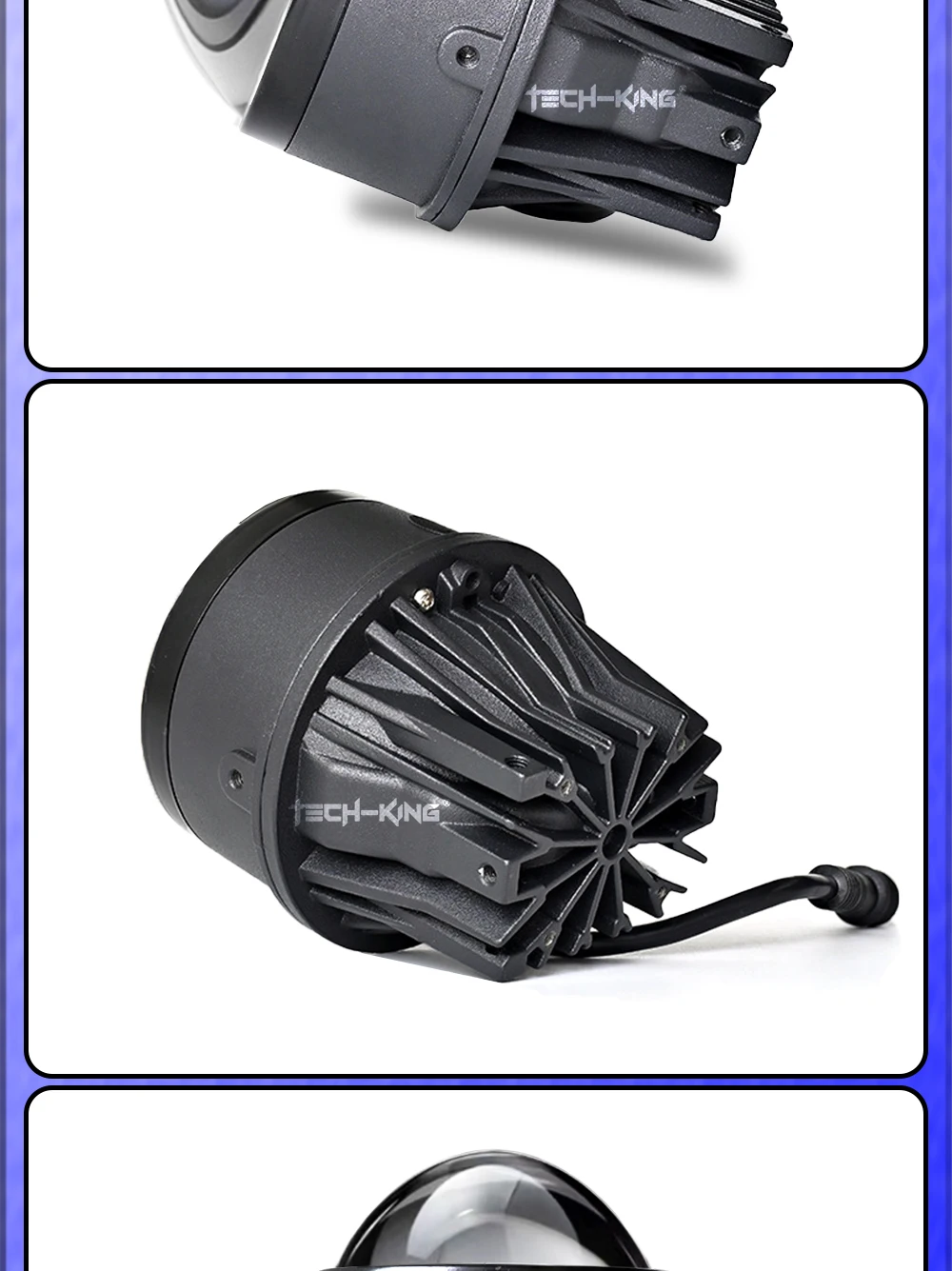 TECH-KING Car 3 inch universal Double beam 12V 3 color led fog/driving lights Retrofit and upgrade lamps led projector for car