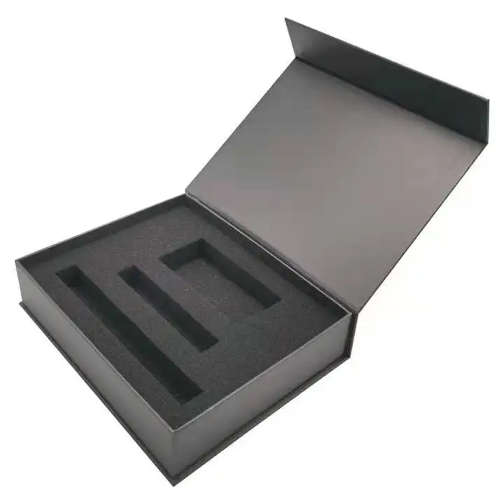 matte black book shape folding cardboard box with magnetic