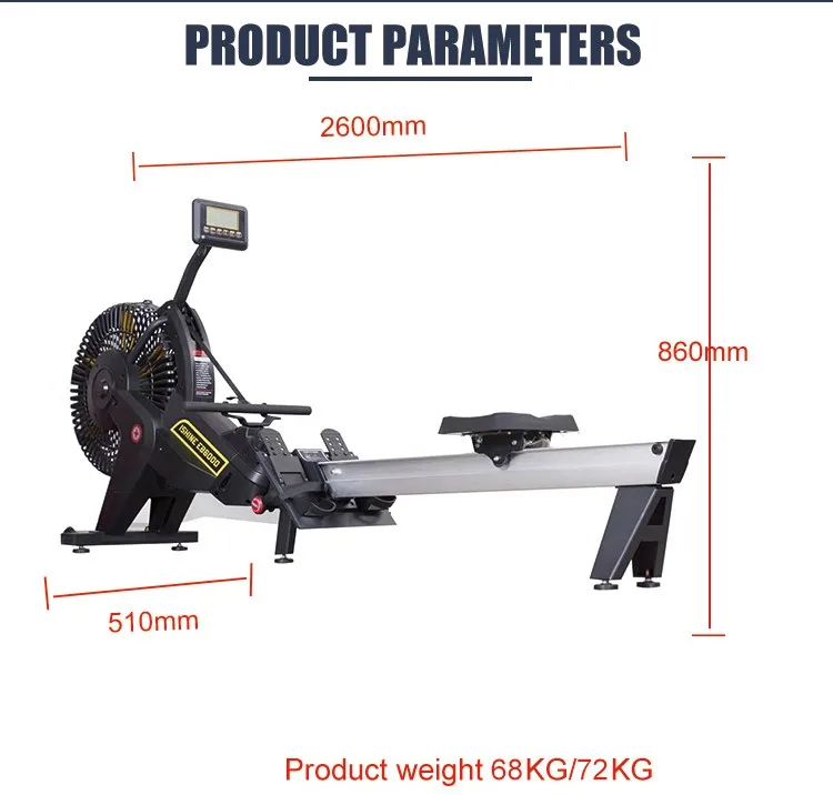 Heavy Gym Equipment Air Resistance Folding Rowing Machine
