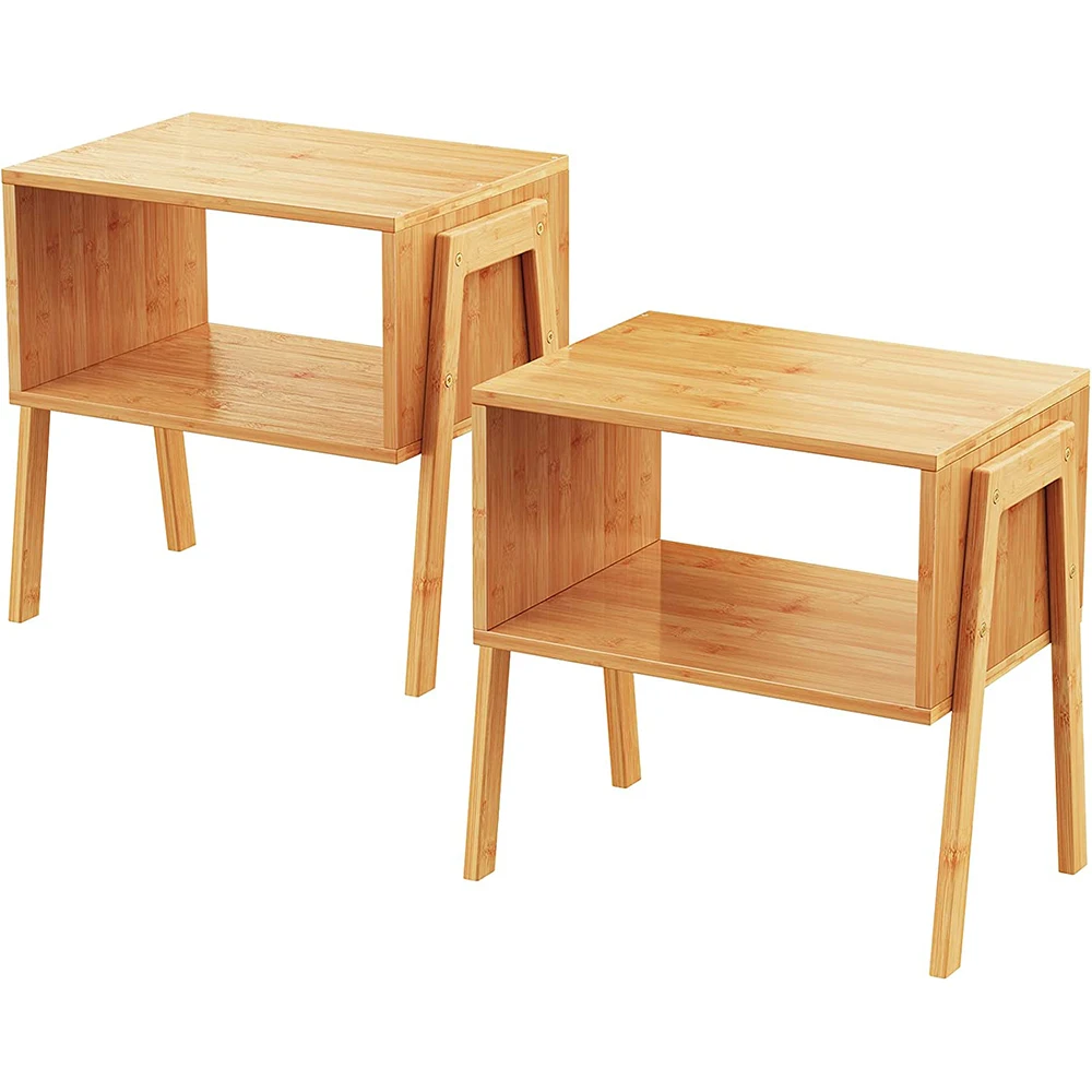 Bamboo Stackable Wood Nightstan Bedside Tables for Bedroom Storage factory