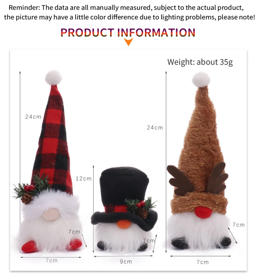 Christmas Santa Plush Gnome with Light Swedish Tomte Doll Gonk for Xmas ...