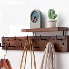 Decorative Custom Storage Wooden Coat Hook Rack Living Room Wall Shelving Rack