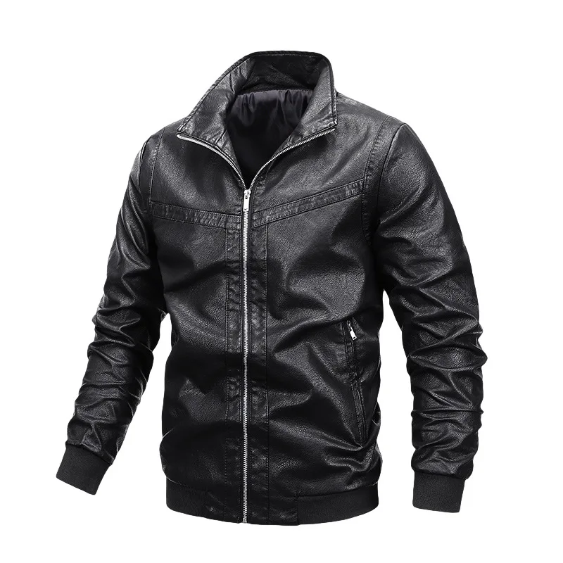 Warm Inner New Design Winter PU Leather Long Coat Leather Jacket Slim Fit PU Leather Plus Size Men's Jacket