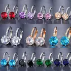 Stud Earrings Qugou Jewelry Luxury Round Crystal Stud Rhinestone Zircon Diamond Stud Earrings
