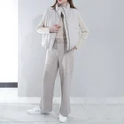 Reversible Style Women Winter Hooded Padded Vest Grey Stand Collar Woman Vest