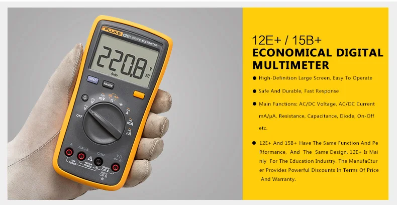 Fluke 15b Plus Professional Digital Multimeter Polymeter Tester