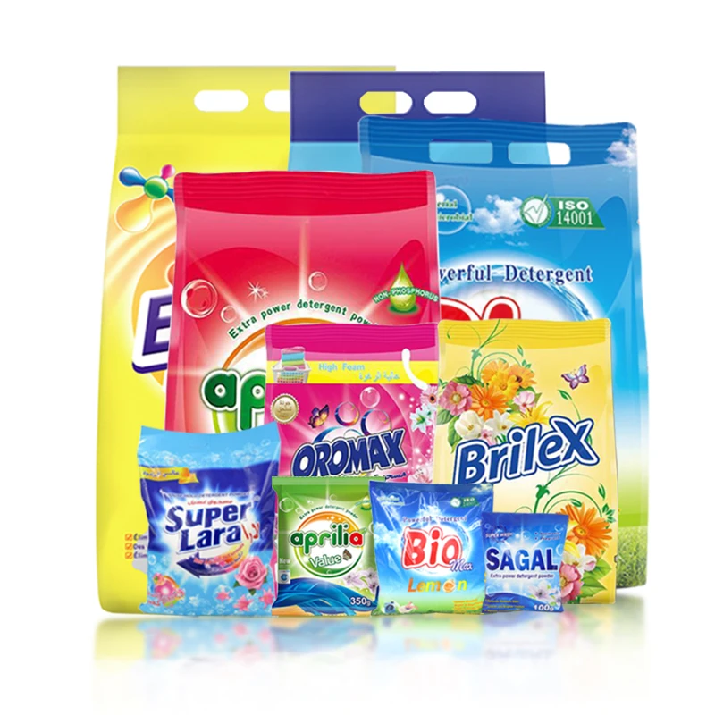 Small Packing 30g 35g 125g 25kg Bag Dash Washing Powder African Laundry Powder High-foam Laundry Detergent manufacture