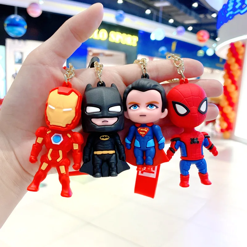 Marvel Avengers Shield Captains Alliance Cartoon Iron Man Keychain Leather Rope Spidermaned Plastic Anime Keychain