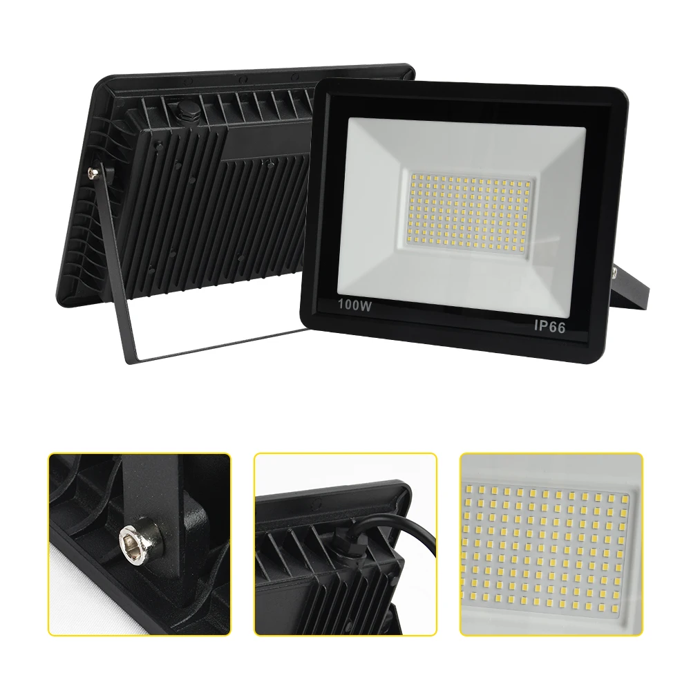 LED Flood Light 10W 50W 100W 200W 300WAC 220V Reflector Spotlight Street Light Wall Lamp IP66 Waterproof Outdoor Garden Lighting