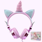 For URIZONS Unicorn Children Headphone 3.5mm Wired With Microphone For Kids Gifts