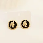 Black White Earrings Earrings 2020 Newest Simple Style Black White Round Relievo Portrait Coin Earrings Stud