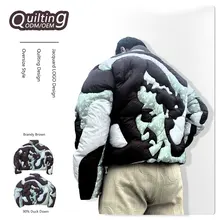 Oem Wholesale Cropped Puffer Jacket Coat Men Custom Stitch Pattern Logo Printing Waterproof Down Puffer Jacket For Men