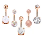 Belly Piercing Amazon Exquisite Short Opal Turquoise Belly Button Piercing Rings Set With Zircon For Sexy Women