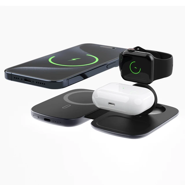 3 in 1 Wireless Charger 15W  Fast Charging Station  5000mah battery For Phone 15 14 13 12 Pro Max Mini Watch 7 6 5 AirPod  Pro