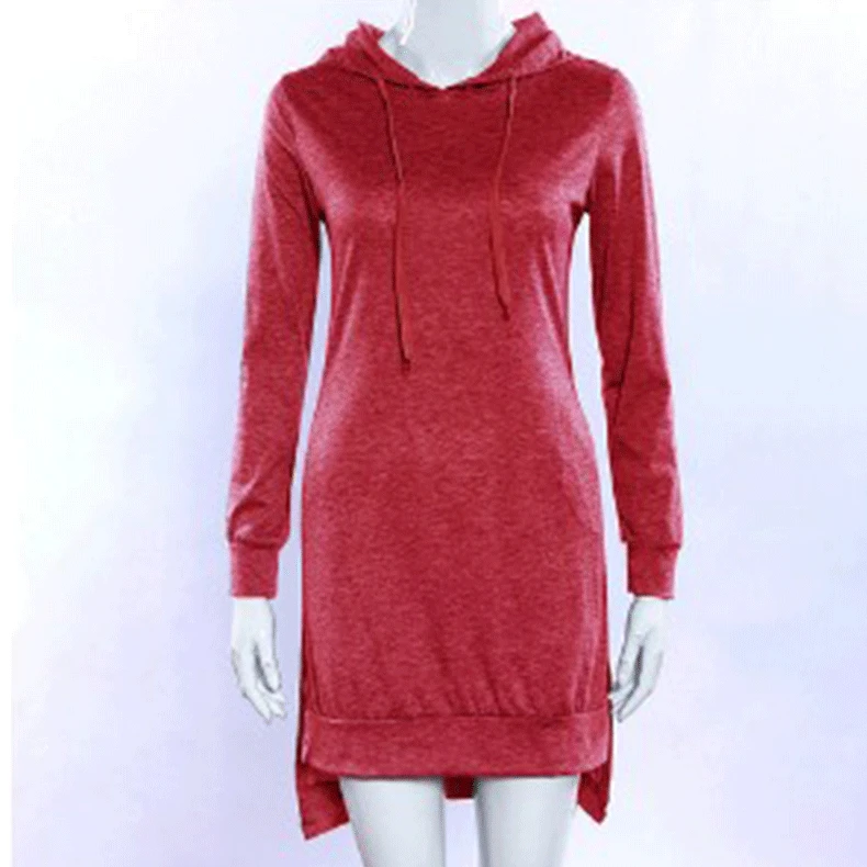 New Fashion Irregular Hooded Long Sleeve Dress Sweater Large Size Trendy Casual Split Skirt Manufacturer Wholesale