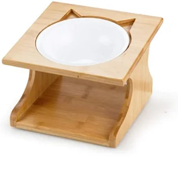 high quality Natural Bamboo Basic Food with Fashion Creative cat Water Bowl and Pet Food Bowl