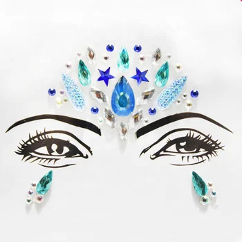 Mermaid Rhinestone Tattoo Face Jewels Glitter Bindi Crystals Rainbow Tears Face Gems Stickers Fit for Festival Party